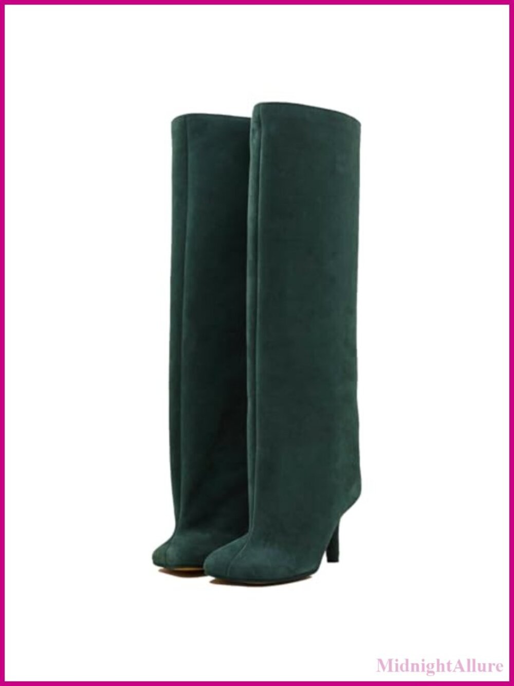 Knee High Boots Square Toe Kitten Heel Pull On Tall Slouchy